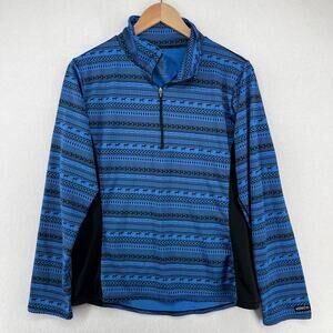 KERRITS Shirt XL Equestrian Horse Riding Mock Neck 1/4 Zip Performance Blue USA